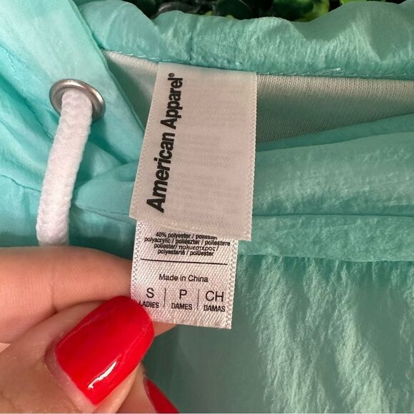 American Apparel Cropped Turquoise Aruba Blue Hoodie Sweatshirt Top Sz Small - Picture 9 of 9